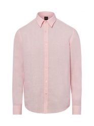 BOSS Orange koszula lniana - Relegant Mężczyźni Regular Fit len różowy, XL. Czerwone koszule męskie Boss Orange, m, bez wzorów, ze lnu, bez kołnierzyka, bez ramiączek. Za 379.95 zł.