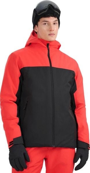Kurtka narciarska męska 4F M0951 czerwono-czarna 4FWAW25TTJAM0951 90S L. Czarne kurtki męskie 4f, l, bez wzorów, bez kaptura, narciarskie. Za 529.49 zł.