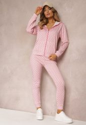 Jasnoróżowy 2-cześciowy Komplet Dresowy z Bluzą i Spodnia Analina. Czerwone bluzy damskie Renee, l, bez wzorów, z dresówki, bez kaptura. Za 74.99 zł.
