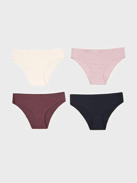 Bezszwowe prążkowane figi 4 pack - wielobarwny. Figi damskie Sinsay, l, bez wzorów, prążkowane. Za 29.99 zł.
