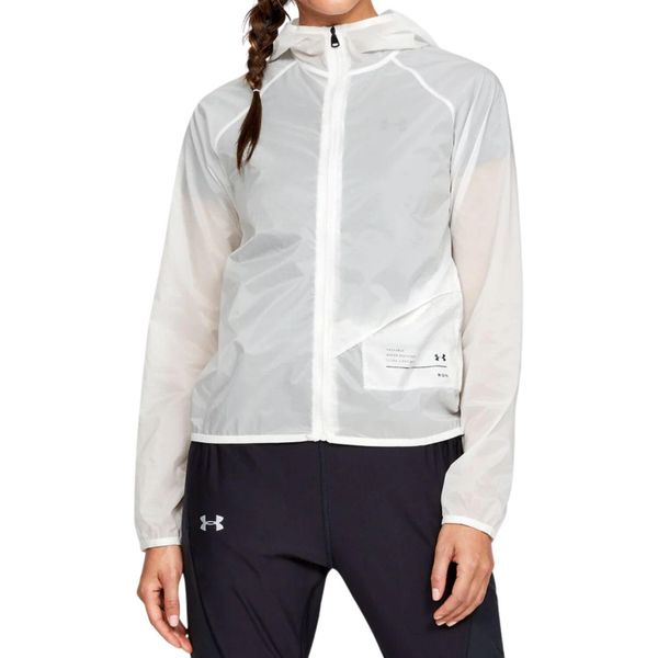 Kurtka turystyczna damska Under Armour Qualifier Storm Packable. Białe kurtki damskie Under Armour, bez wzorów, z nylonu, bez kaptura, trekkingowe. W wyprzedaży za 213.00 zł.