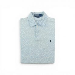 Polo Ralph Lauren koszulka męska z krótkim rękawem. Niebieskie koszulki polo męskie Ralph Lauren, m, bez wzorów, z materiału, eleganckie, bez ramiączek. Za 149.06 zł.