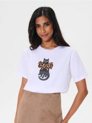 Koszulka z nadrukiem - biały. Białe t-shirty damskie Sinsay, l, bez wzorów, bez kołnierzyka. W wyprzedaży za 14.99 zł.