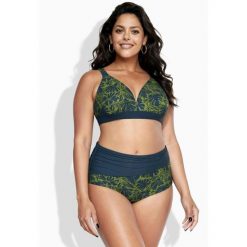 Damskie Bikini kwiaty miękkie miseczki regulowane ramiączka. Niebieskie bikini damskie Ulla Popken, plus size, bez wzorów, plus size. W wyprzedaży za 191.99 zł.