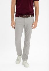 Chinosy ze strukturą R-MARO. Szare eleganckie spodnie męskie Volcano, m, bez wzorów, z bawełny. Za 179.99 zł.