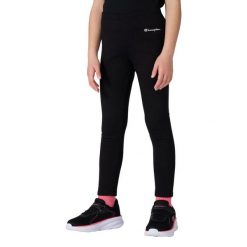 Czarne legginsy Champion dla dziewczynki. Czarne legginsy dla dziewczynek Champion, bez wzorów, z materiału, długie. Za 173.99 zł.