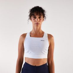 Koszulka do biegania bez rękawów damska Kiprun crop top. Białe koszulki sportowe damskie KIPRUN, m, bez wzorów, z elastanu, bez kołnierzyka, bez ramiączek, do biegania. Za 159.99 zł.
