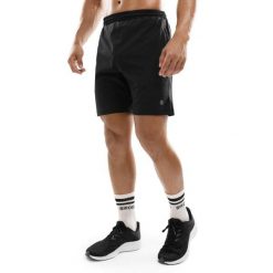 Krótkie spodenki fitness męskie Stellar. Czarne krótkie spodenki sportowe męskie SIROKO, m, bez wzorów, z elastanu, na fitness i siłownię. Za 169.00 zł.