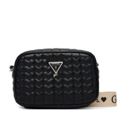 Torebka Guess. Czarne listonoszki damskie Guess, z aplikacjami, bez dodatków. Za 269.99 zł.