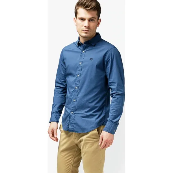 Timberland Koszula Ls Eastham River Stretch Poplin Fitted , granatowy, rozmiar M. Niebieskie koszule męskie Timberland, m, bez wzorów, z bawełny, klasyczne, bez kołnierzyka, bez ramiączek. W wyprzedaży za 229.99 zł.