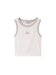 Mayoral Top 6032 Écru Slim Fit. T-shirty i topy dla dziewczynek Mayoral, bez wzorów, z bawełny, bez ramiączek. Za 39.99 zł.