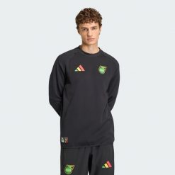 Bluza z zaokrąglonym dekoltem Jamajka x Bob Marley Tiro Tech. Czarne bluzy męskie Adidas, xl, bez wzorów, bez kaptura. Za 259.00 zł.