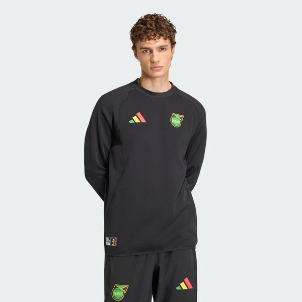 Bluza z zaokrąglonym dekoltem Jamajka x Bob Marley Tiro Tech. Czarne bluzy męskie Adidas, l, bez wzorów, z bawełny, bez kaptura. Za 259.00 zł.