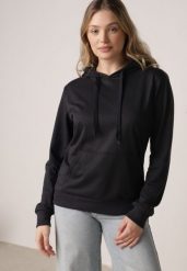 Granatowa Bluza Zakładana przez Głowę z Kapturem i Kieszenią Typu Kangur Roveria. Niebieskie bluzy damskie Born2be, l, bez wzorów, z jeansu, z kapturem. Za 39.99 zł.