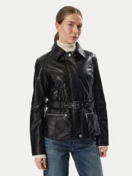 Guess Kurtka z imitacji skóry W6YL17 W2907 Czarny Regular Fit. Czarne kurtki damskie Guess, s, z aplikacjami, ze skóry, bez kaptura. Za 794.99 zł.