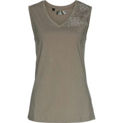 Shirt z koronką bonprix jasnooliwkowy. Zielone bluzki damskie bonprix, bez wzorów, z koronki, bez kołnierzyka. Za 34.99 zł.