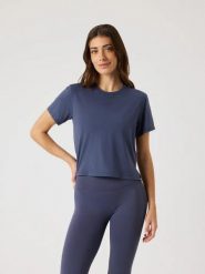 Bjorn_borg BORG CROPPED T-SHIRT w ODYSSEY GRAY. Szare t-shirty damskie Björn Borg, l, bez wzorów, bez kołnierzyka. Za 247.00 zł.