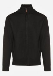 Czarny Kardigan w Jodełkę na Suwak z Polarową Wyściółką Iwedara. Czarne kardigany męskie Born2be, l, bez wzorów, z jeansu, sportowe. Za 89.99 zł.