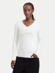 Guess Sweter W6YR29 Z0977 Kremowy Regular Fit. Białe swetry damskie Guess, xl, z aplikacjami, z wiskozy, bez kołnierzyka, bez ramiączek, bez kaptura. Za 344.99 zł.