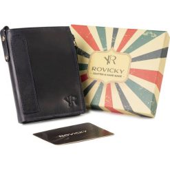 Portfel granatowy retro Rovicky N1226-RHP-5449 NAVY. Niebieskie portfele męskie ROVICKY, bez wzorów, ze skóry. Za 81.99 zł.
