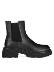 Badura Sztyblety C-WFA3115-1Z Czarny. Czarne botki damskie Badura, ze skóry, bez obcasa, na płaskiej podeszwie, bez zapięcia. Za 299.99 zł.