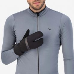 Rękawiczki rowerowe zimowe męskie Rogelli Nova Lobster. Czarne rękawiczki męskie Rogelli, na zimę, bez wzorów, z materiału. Za 216.35 zł.