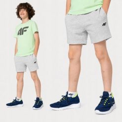 SPODENKI DRESOWE CHŁOPIĘCE 4F DZIECIĘCE JUNIOR SZARE. Szare szorty dla chłopców 4f, bez wzorów, z bawełny, sportowe. Za 29.00 zł.