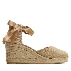 Espadryle Castañer. Żółte sandały damskie Castañer, bez wzorów, bez obcasa, bez zapięcia. Za 359.99 zł.