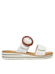 Rieker Klapki CEO-V0692-80 Biały. Białe klapki damskie Rieker, bez wzorów, bez obcasa. Za 279.99 zł.