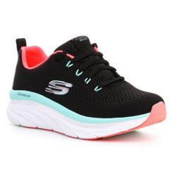 Buty Skechers D'lux Walker Fresh Finesse 149368-BKMN czarne. Czarne obuwie sportowe damskie bez wzorów, z materiału. Za 531.19 zł.