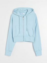 Rozpinana bluza z kapturem - błękitny. Niebieskie bluzy damskie Sinsay, l, bez wzorów, z kapturem. Za 39.99 zł.