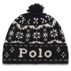Czapka Polo Ralph Lauren. Czarne czapki i kapelusze damskie Polo Ralph Lauren, na zimę, bez wzorów. Za 549.99 zł.