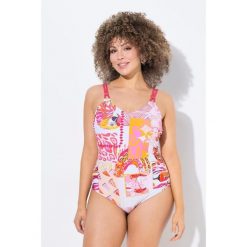 Damski Strój kąpielowy miękkie miseczki papugi dekolt w serek. Białe kostiumy jednoczęściowe damskie Ulla Popken, plus size, bez wzorów, z elastanu, sportowe, plus size, do pływania. Za 244.99 zł.