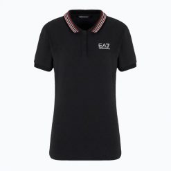 Koszulka damska EA7 Emporio Armani Golf Pro Polo Damier. Czarne koszulki sportowe damskie EA7 Emporio Armani, xl, bez wzorów, z bawełny, bez kołnierzyka, bez ramiączek, na golfa. Za 429.99 zł.