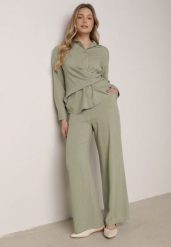 Zielony Wiskozowy Komplet Asymetryczna Koszula i Spodnie z Kieszeniami Moneia. Zielone koszule damskie Born2be, l, bez wzorów, z wiskozy. Za 159.99 zł.