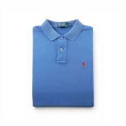 Second life - Polo Ralph Lauren koszulka męska z krótkim rękawem - Stan dobry. Niebieskie koszulki polo męskie Ralph Lauren, m, bez wzorów, z materiału, bez kołnierzyka, bez ramiączek, na golfa. Za 106.46 zł.
