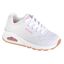 Buty do chodzenia dziewczęce, Skechers Uno Stand On Air. Czarne buty sportowe dziewczęce Skechers, bez wzorów, z materiału, bez zapięcia, trekkingowe. Za 239.99 zł.