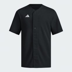 Koszulka Impact Full Button. Czarne koszulki sportowe męskie Adidas, m, bez wzorów, z materiału, bez kołnierzyka, bez ramiączek, na fitness i siłownię. Za 239.00 zł.