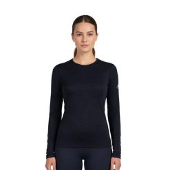 Damska koszulka z długim rękawem z wełny merynosów - Bjork 140. Czarne bluzy sportowe damskie FJORK MERINO, s, bez wzorów, z elastanu, sportowe, bez kołnierzyka. Za 439.00 zł.
