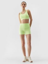 4F Legginsy krótkie treningowe z materiału z recyklingu damskie - zielone M. Zielone legginsy damskie 4f, l, bez wzorów, z dzianiny. W wyprzedaży za 39.99 zł.