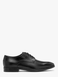Czarne wizytowe półbuty męskie. Czarne eleganckie półbuty Ryłko, ze skóry, klasyczne, bez zapięcia. Za 429.99 zł.