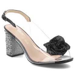 Sandały damskie S. Barski, na wysokim obcasie z ozdobą eleganckie ze sprzączką transparentne, czarne, MR51-702. Czarne sandały damskie S.BARSKI, z aplikacjami, bez obcasa, na obcasie, bez zapięcia. Za 169.99 zł.