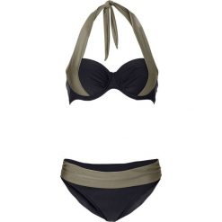 Bikini na fiszbinach bonprix czarno-jasnooliwkowy. Bikini damskie marki bonprix. Za 89.99 zł.