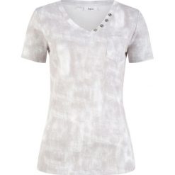 Shirt z krótkim rękawem i efektem wytarcia bonprix jasnoszary melanż "used". Szare bluzki damskie bonprix, bez wzorów, bez kołnierzyka. Za 54.99 zł.