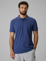 4F Koszulka polo regular męska - granatowa M. Niebieskie koszulki polo męskie 4f, m, bez wzorów, z bawełny, klasyczne, bez ramiączek. Za 129.99 zł.