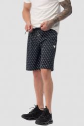 GUESS Granatowe męskie spodenki w monogram New Korbin, Rozmiar L. Niebieskie szorty męskie Guess, na lato, l, z aplikacjami. W wyprzedaży za 299.99 zł.