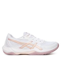 Buty halowe Asics. Białe obuwie sportowe damskie Asics, bez wzorów. Za 329.99 zł.