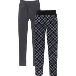 Legginsy ocieplane (2 pary) bonprix czarno-szary wzorzysty. Czarne legginsy damskie bonprix. Za 75.98 zł.