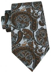 Męski Krawat - Chattier - Jasne Srebro i Stara Pomarańcza. Szare krawaty i muchy Chattier, bez wzorów, z tkaniny, eleganckie. Za 55.00 zł.