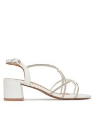 Clara Barson Sandały WS24055-03 Biały. Białe sandały damskie Clara Barson, bez wzorów, ze skóry, bez obcasa, na słupku, bez zapięcia. Za 129.99 zł.